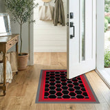 Modern Black Red Hexagon Area Rug