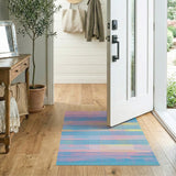 Geometric Modern Vibrant Multi-Color Geometric Stripe Rug