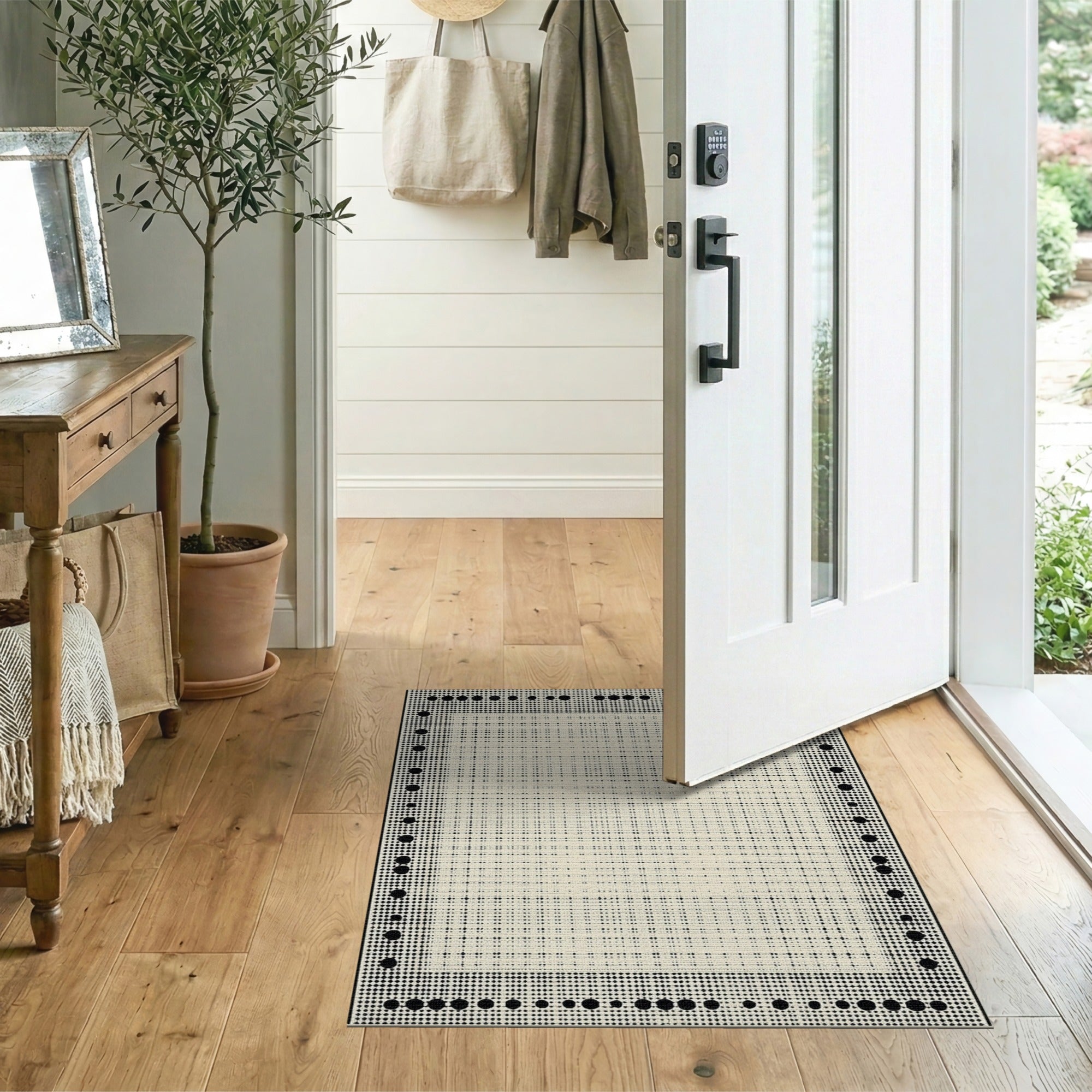 Geometric Modern Black and White Black White Dotted Geometric Area Rug