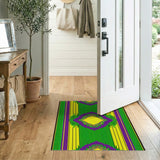 Vibrant Purple Green Yellow Geometric Medallion Rug