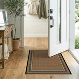 Brown Tan Plaid Framed Area Rug