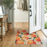 Orange Playful Peach Fruit Pattern Area Rug