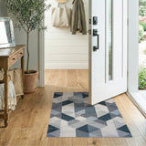 Blue and Teal Modern Blue Geometric Area Rug