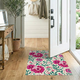 Vibrant Pink Gerbera Floral Area Rug
