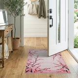 Floral Vintage Pink Pink Cherry Blossom Floral Area Rug