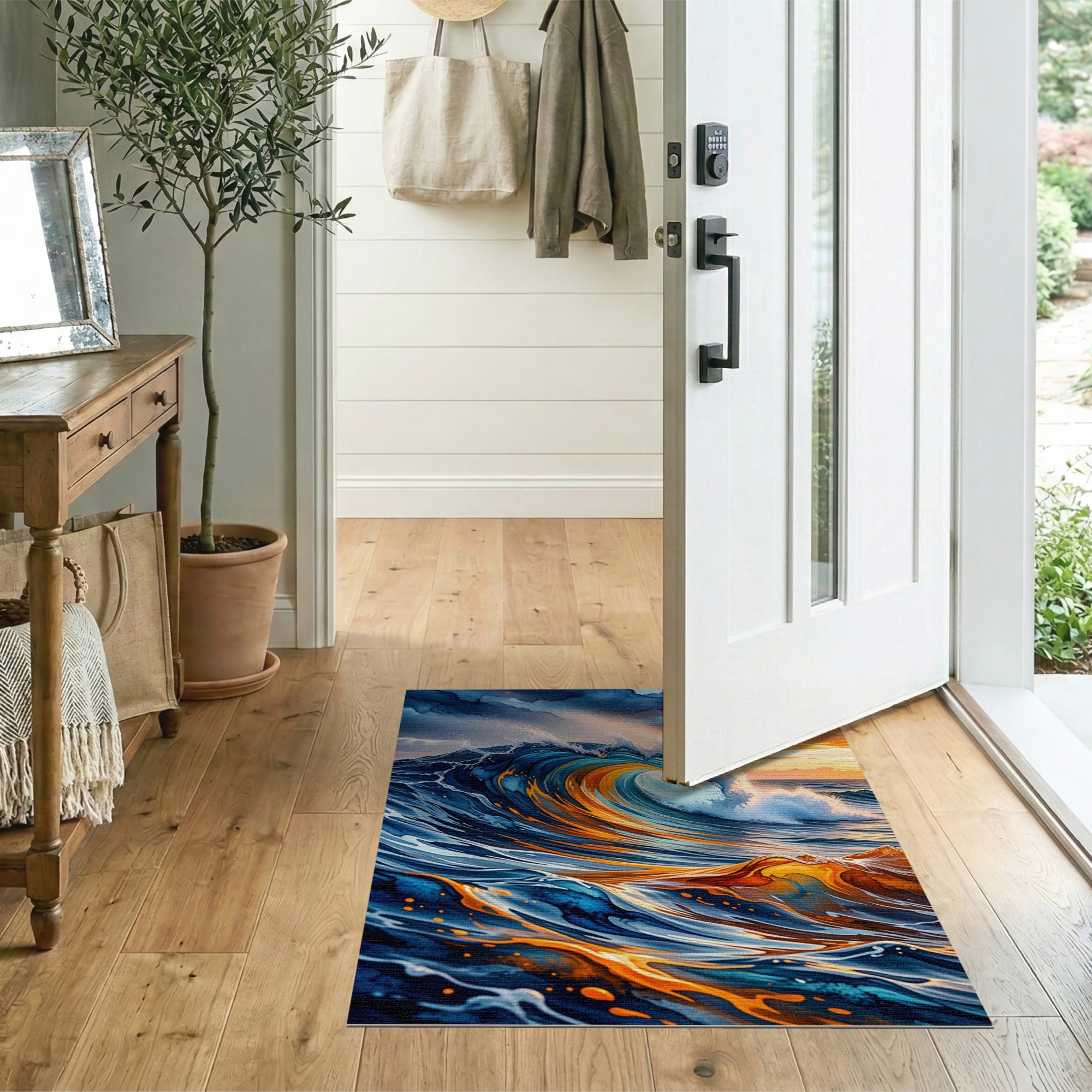 Sunset Crashing Wave Area Rug