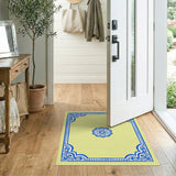 Blue Lotus Mandala Area Rug with Ornate Border