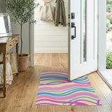Sweeping Pink Blue Wave Abstract Area Rug
