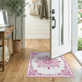 Pink Ornate Floral Mandala Area Rug