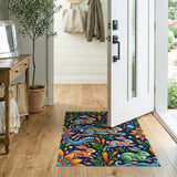 Vibrant Rainbow Rabbits and Carrot Garden Rug