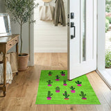Playful Green Cactus Garden Area Rug