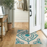 Blue and Teal Ornate Teal Medallion Persian Rug