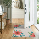 Pink Hibiscus Floral Corner Area Rug
