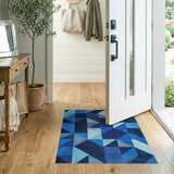 Blue Geometric Triangle Area Rug