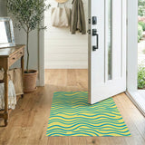 Sunny Yellow Blue Ocean Wave Area Rug