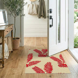 Bold Red Fern Leaf Area Rug