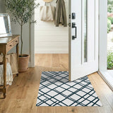 Bold Black White Crisscross Geometric Area Rug