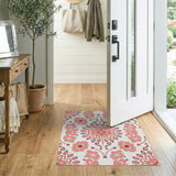 Pink Hibiscus Floral Vintage Area Rug