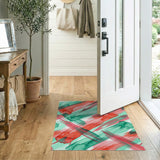 Teal Red Watercolor Abstract Area Rug