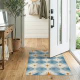 Blue Teal Starburst Diamond Area Rug