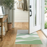 Mint Green Layered Hills Abstract Area Rug