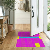 Vibrant Pink Blue Yellow Dotted Geometric Area Rug