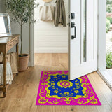 Multi-color and Patterns Vibrant Pink Blue Mandala Persian Area Rug