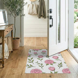 Blush Peony Floral Pattern Area Rug