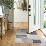 Abstract Geometric Neutral Geometric Modern Area Rug