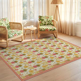 ODIKA Washable Tropical Pineapple Print Area Rug - Low Pile & Non-Slip