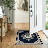 Navy Ornate Persian Medallion Rug
