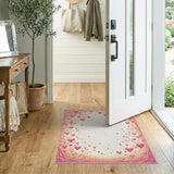 Romantic Pink Hearts Blossom Branch Rug