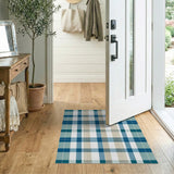 Blue and Teal Blue Teal Plaid Check Area Rug
