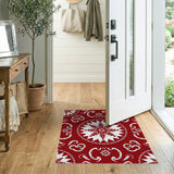Ornate Snowflake Medallion Red Area Rug