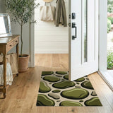 Abstract Green Pebbles Area Rug