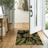 Golden Palm Fronds Area Rug on Black
