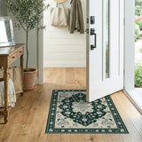 Emerald Green Traditional Persian Floral Rug