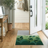 Layered Green Leaves Abstract Area Rug