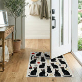 Festive Black Cat Christmas Pattern Rug