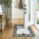 Traditional Persian Ornate Green Persian Border Area Rug