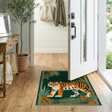 Orange Tiger in Lush Green Jungle Rug