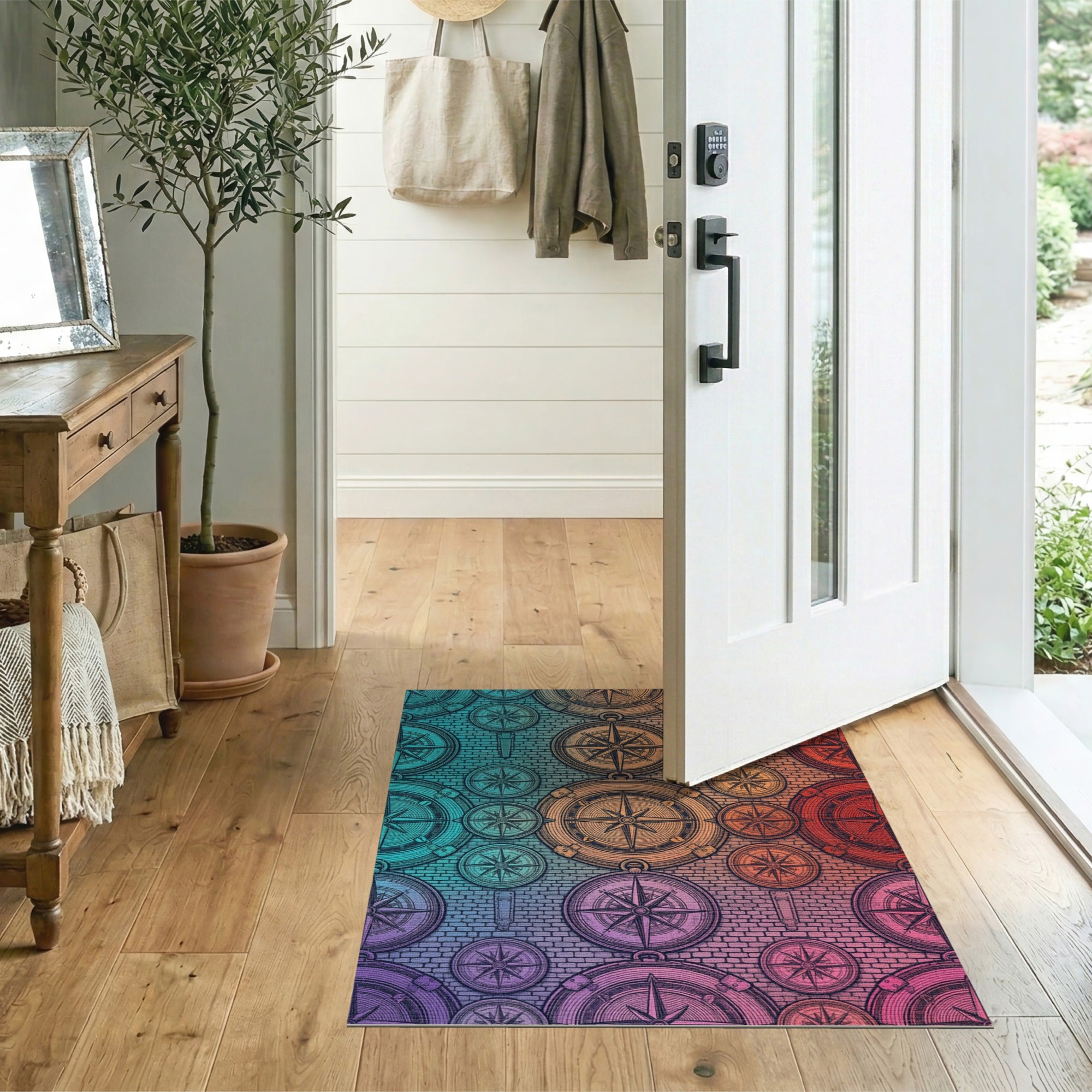 Vintage Compass Multi-Color Area Rug