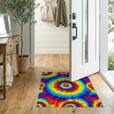 Vibrant Rainbow Spiral Washable Area Rug
