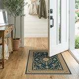 Teal Gold Ornate Medallion Area Rug