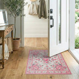 Pink Vintage Pink Rose Floral Medallion Rug