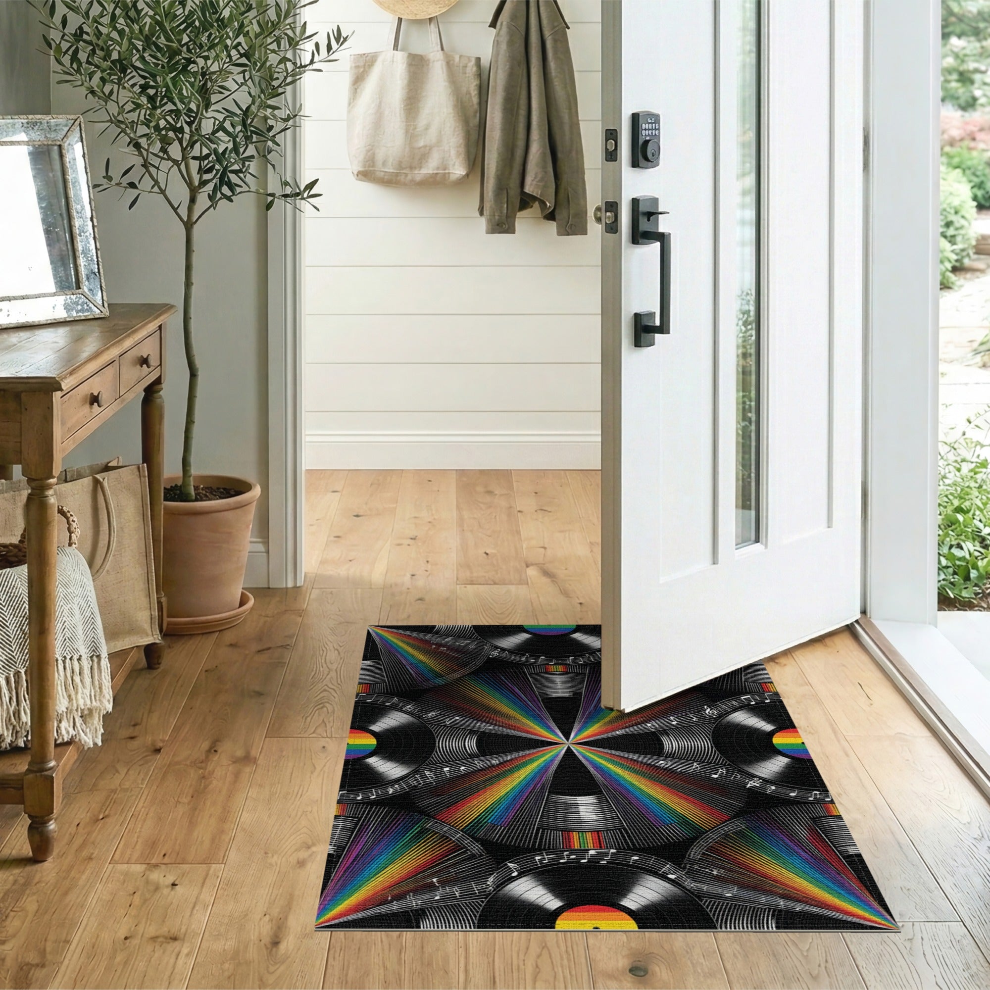 Rainbow Vinyl Records Area Rug