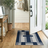 Navy Cross Grid Geometric Area Rug