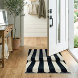 Black White Striped Awning Area Rug