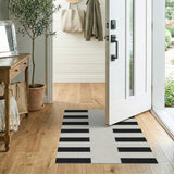 Black and White Geometric Modern Bold Black White Vertical Stripe Area Rug