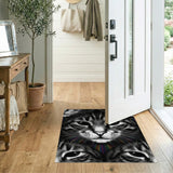Black White Cat Line Art Area Rug